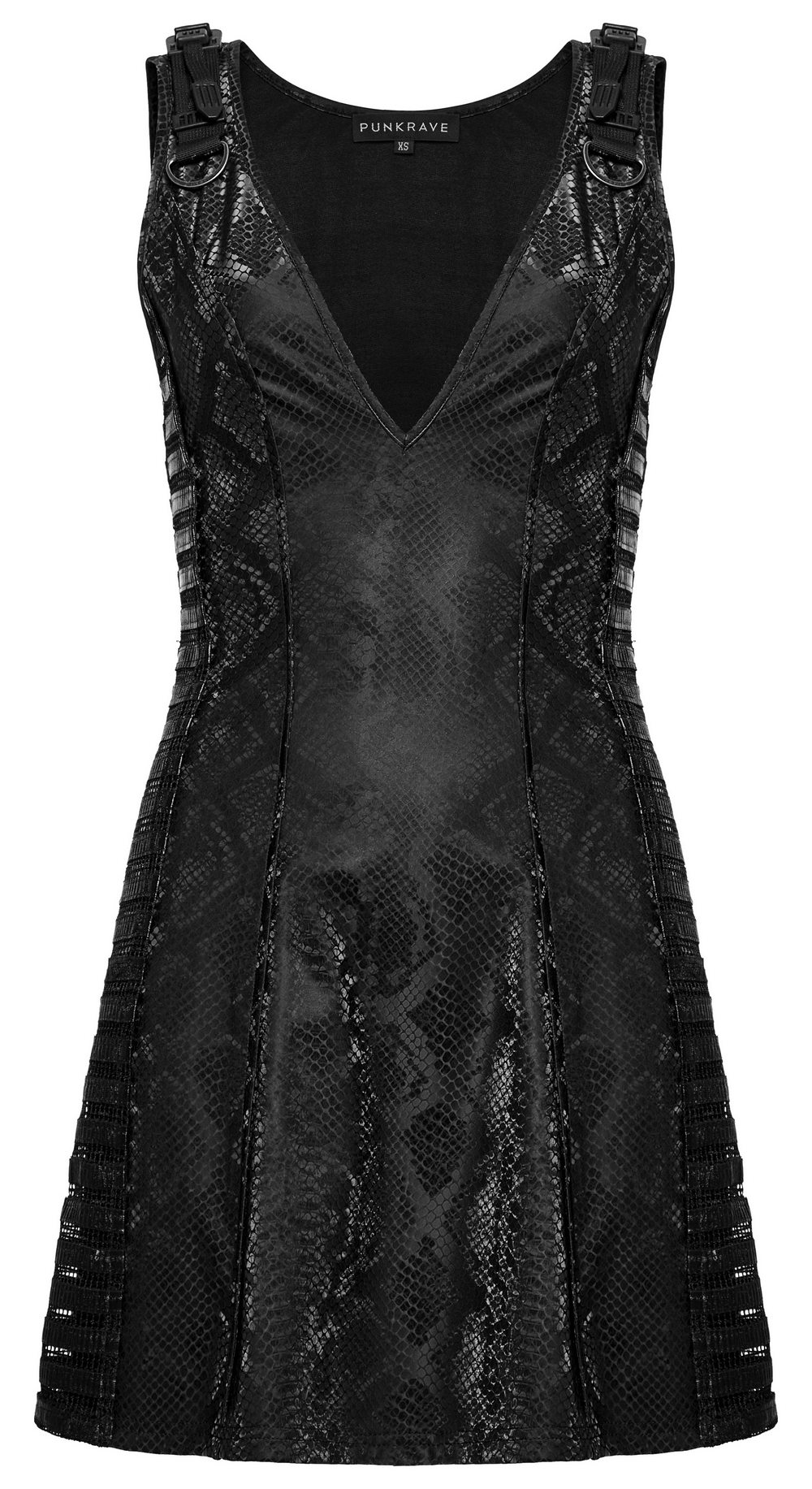 Sexy Sleeveless Black Mini Dress with Snake Print