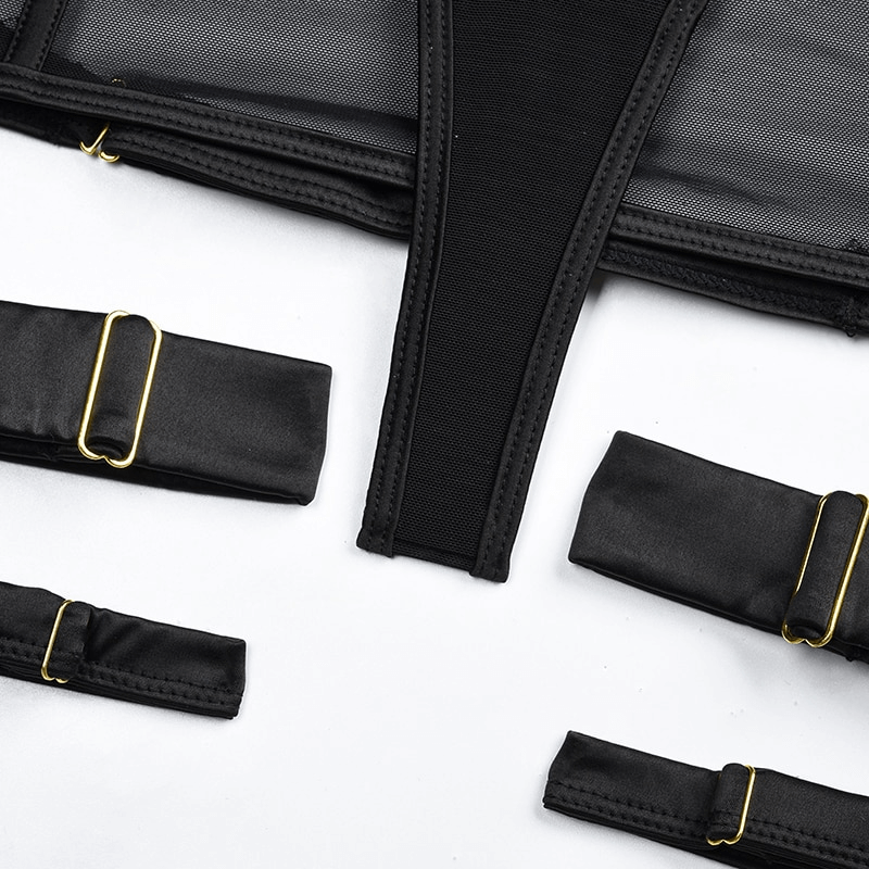 Sexy Strappy Skirted Lingerie Set / Bra with Backless Skirt Garters and Panties / Cut-Out Underwear - EVE's SECRETS