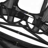 Sexy Strappy Skirted Lingerie Set / Bra with Backless Skirt Garters and Panties / Cut-Out Underwear - EVE's SECRETS