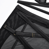 Sexy Strappy Skirted Lingerie Set / Bra with Backless Skirt Garters and Panties / Cut-Out Underwear - EVE's SECRETS