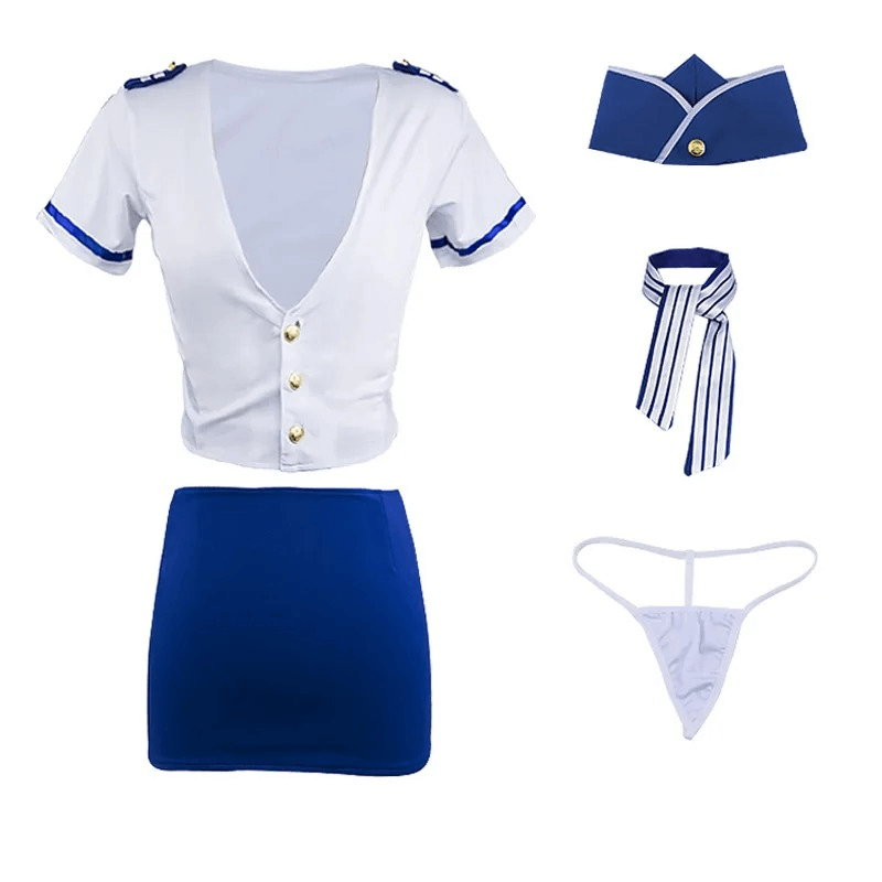 Sexy Women Stewardess Uniform / Crop Top & Slinky Skirt - EVE's SECRETS