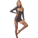 Sexy Women's 3 PC Lingerie Set / Glossy Tight-Fitting Female Clothing / Erotic Deep Neck Outfits - EVE's SECRETS