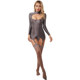 Sexy Women's 3 PC Lingerie Set / Glossy Tight-Fitting Female Clothing / Erotic Deep Neck Outfits - EVE's SECRETS