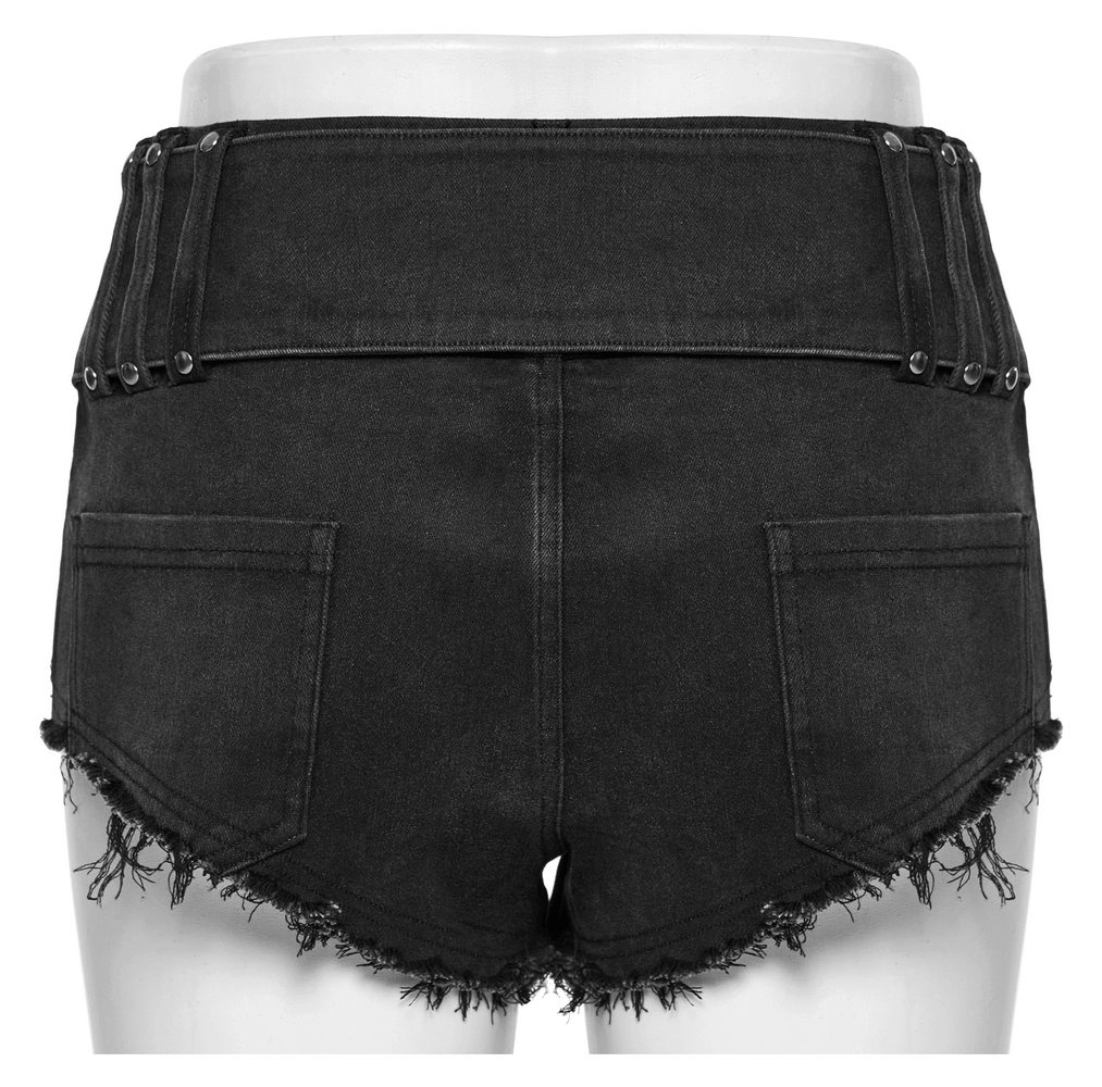 Sexy Women's Denim Shorts with Metal Buckle and Belt