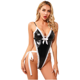 Sexy Damen-Dienstmädchen-Kostüm / Wetlook-Kleidung für Rollenspiele / Erotischer weiblicher Bodycon