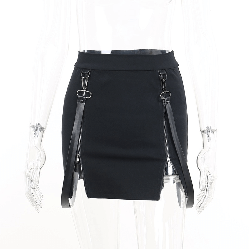Sexy Women's Mini Skirt / Black High Waist Skirt with Zipper / Erotic Clothing for Ladies - EVE's SECRETS