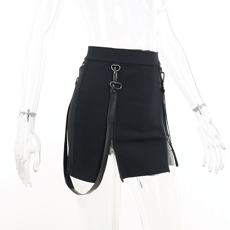 Sexy Women's Mini Skirt / Black High Waist Skirt with Zipper / Erotic Clothing for Ladies - EVE's SECRETS