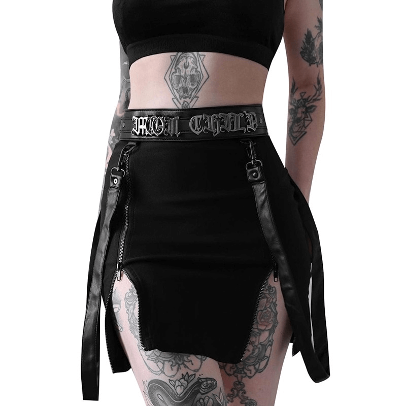 Sexy Women's Mini Skirt / Black High Waist Skirt with Zipper / Erotic Clothing for Ladies - EVE's SECRETS