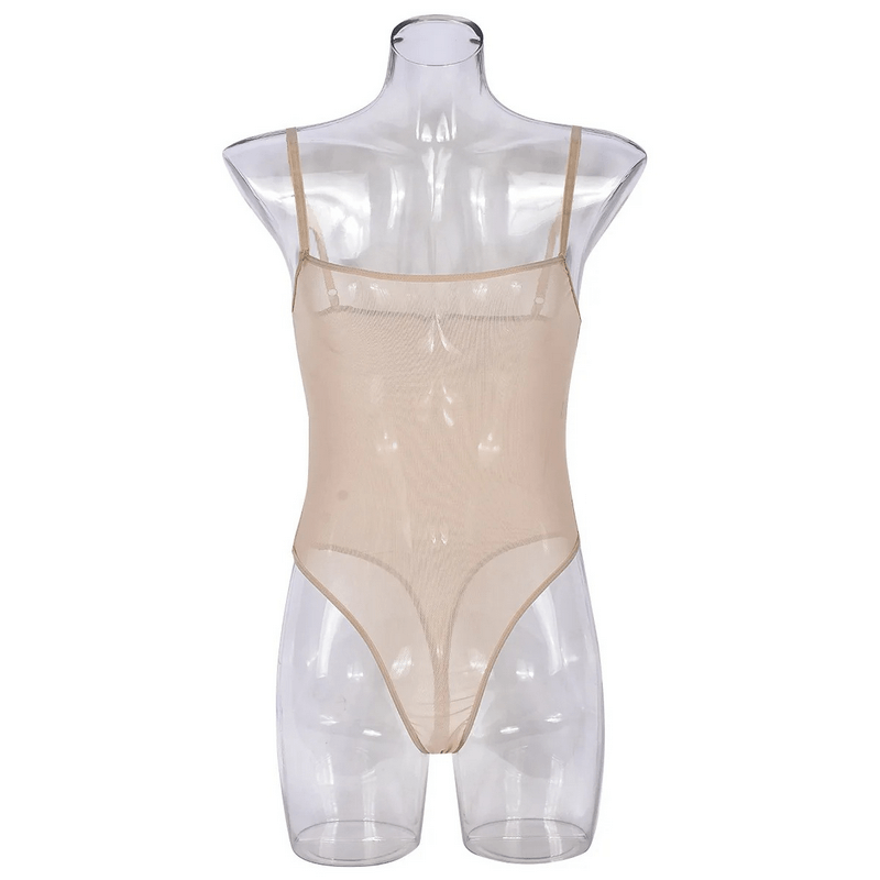 Sexy Women's Spaghetti Strap Bodysuits / Female Mesh Clothing / Erotic Skinny Outfits - EVE's SECRETS