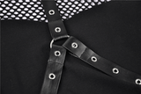 Sexy Women's Studded Black Mesh Top for an Edgy Look