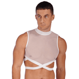 Sheer Mesh Crop Tops for Male / Sleeveless Vest with Zipper Back / Elastic Transparent Clothing - EVE's SECRETS