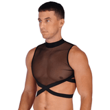 Sheer Mesh Crop Tops for Male / Sleeveless Vest with Zipper Back / Elastic Transparent Clothing - EVE's SECRETS