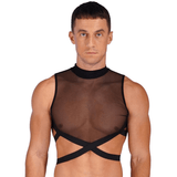 Sheer Mesh Crop Tops for Male / Sleeveless Vest with Zipper Back / Elastic Transparent Clothing - EVE's SECRETS