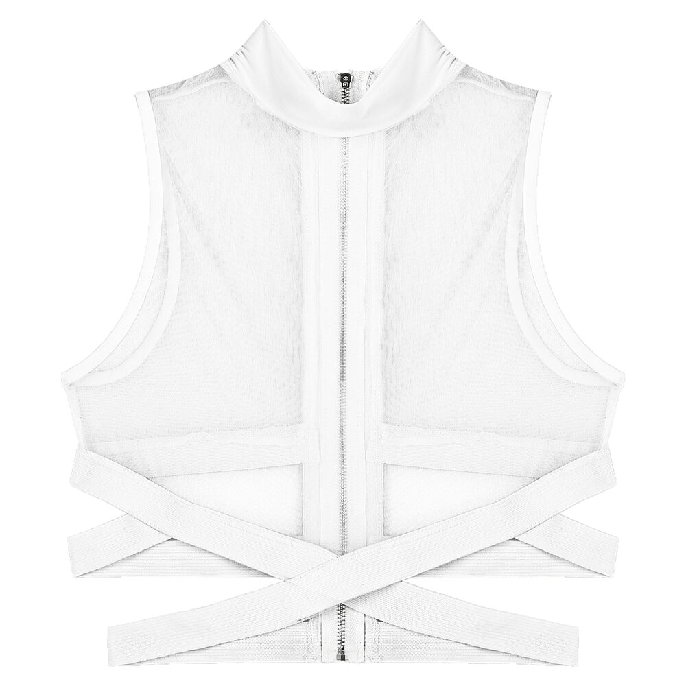 Sheer Mesh Crop Tops for Male / Sleeveless Vest with Zipper Back / Elastic Transparent Clothing - EVE's SECRETS