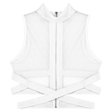 Sheer Mesh Crop Tops for Male / Sleeveless Vest with Zipper Back / Elastic Transparent Clothing - EVE's SECRETS