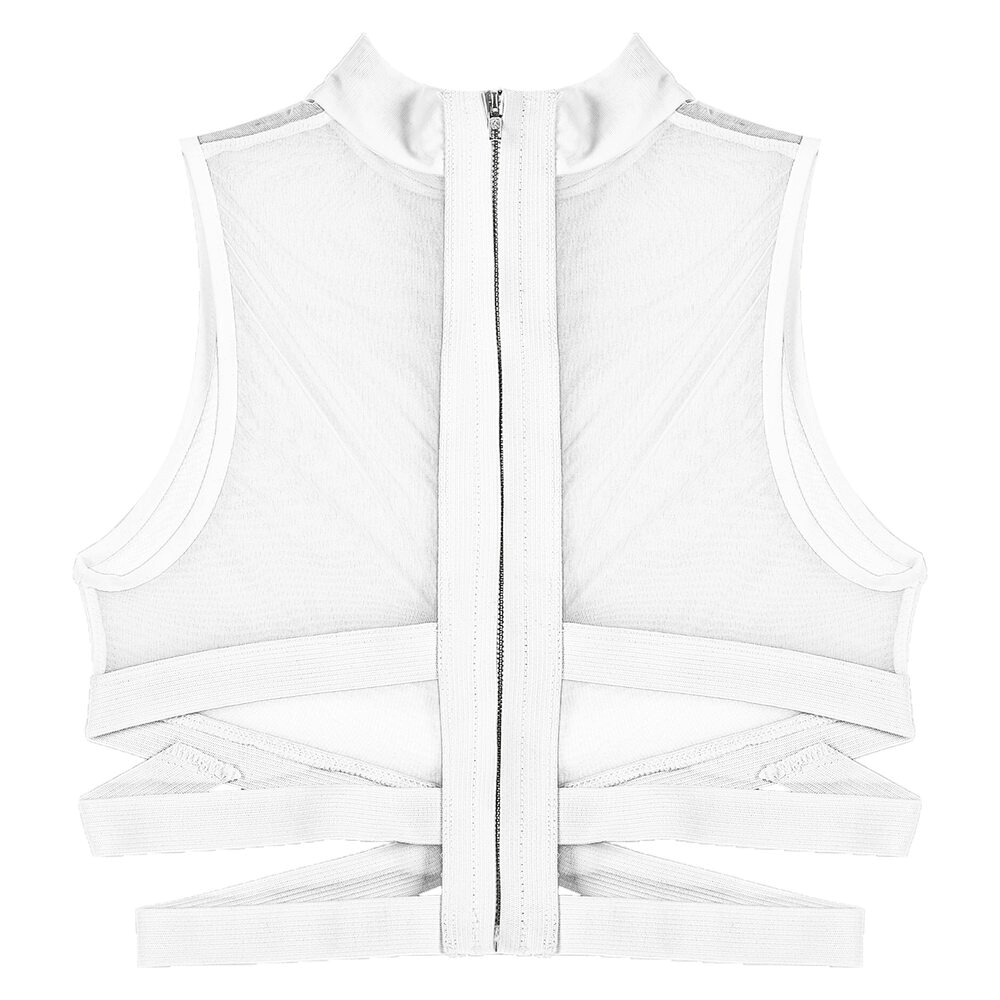 Sheer Mesh Crop Tops for Male / Sleeveless Vest with Zipper Back / Elastic Transparent Clothing - EVE's SECRETS