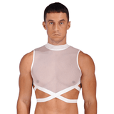 Sheer Mesh Crop Tops for Male / Sleeveless Vest with Zipper Back / Elastic Transparent Clothing - EVE's SECRETS