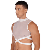 Sheer Mesh Crop Tops for Male / Sleeveless Vest with Zipper Back / Elastic Transparent Clothing - EVE's SECRETS