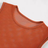 Sheer  Orange Mesh Tank Top / Men's Punk Sleeveless T-shirt