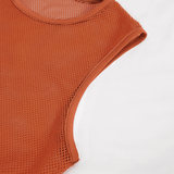 Sheer  Orange Mesh Tank Top / Men's Punk Sleeveless T-shirt