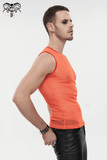 Sheer  Orange Mesh Tank Top / Men's Punk Sleeveless T-shirt