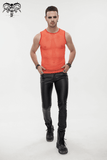 Sheer  Orange Mesh Tank Top / Men's Punk Sleeveless T-shirt