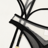 Sheer Seamless Lingerie Set / Unlined Bra with Panties and Garter Belt / Women's Sexy Underwear - EVE's SECRETS