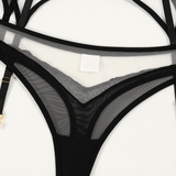Sheer Seamless Lingerie Set / Unlined Bra with Panties and Garter Belt / Women's Sexy Underwear - EVE's SECRETS