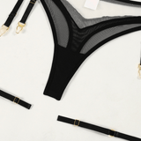 Sheer Seamless Lingerie Set / Unlined Bra with Panties and Garter Belt / Women's Sexy Underwear - EVE's SECRETS