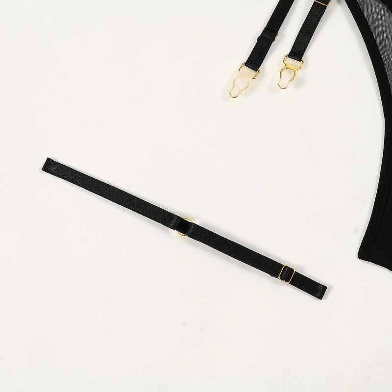 Sheer Seamless Lingerie Set / Unlined Bra with Panties and Garter Belt / Women's Sexy Underwear - EVE's SECRETS