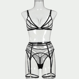 Sheer Seamless Lingerie Set / Unlined Bra with Panties and Garter Belt / Women's Sexy Underwear - EVE's SECRETS