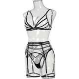 Sheer Seamless Lingerie Set / Unlined Bra with Panties and Garter Belt / Women's Sexy Underwear - EVE's SECRETS