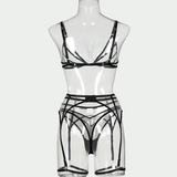 Sheer Seamless Lingerie Set / Unlined Bra with Panties and Garter Belt / Women's Sexy Underwear - EVE's SECRETS