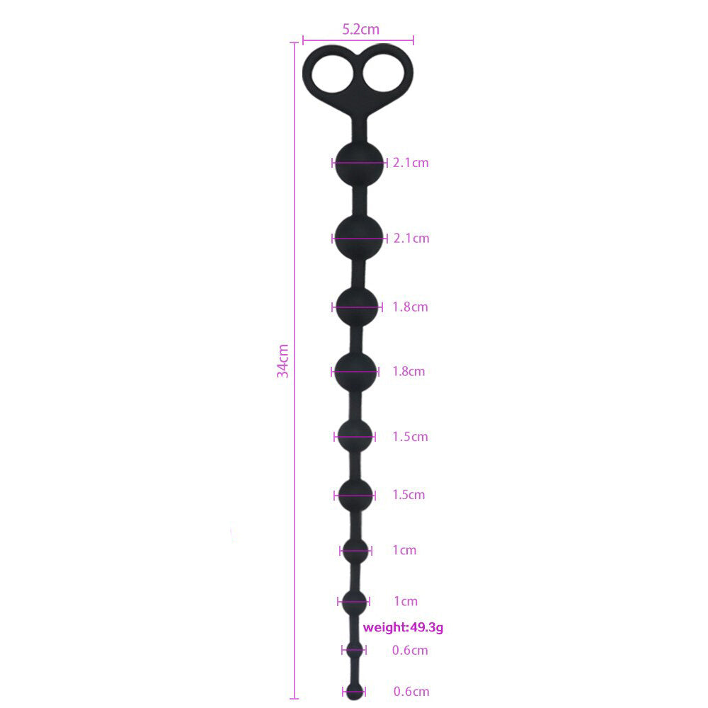 Silicone Anal Beads for Adult / Black Soft Anal Chain / Unisex Silicone Sex Toys - EVE's SECRETS
