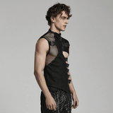 Sleek and Bold Buckled Suede Punk Vest for Men