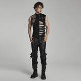 Sleek and Bold Buckled Suede Punk Vest for Men