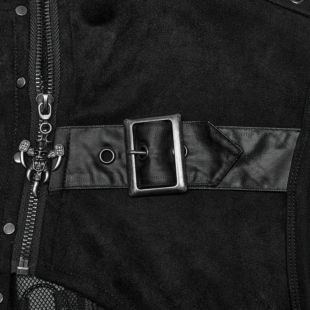 Sleek and Bold Buckled Suede Punk Vest for Men