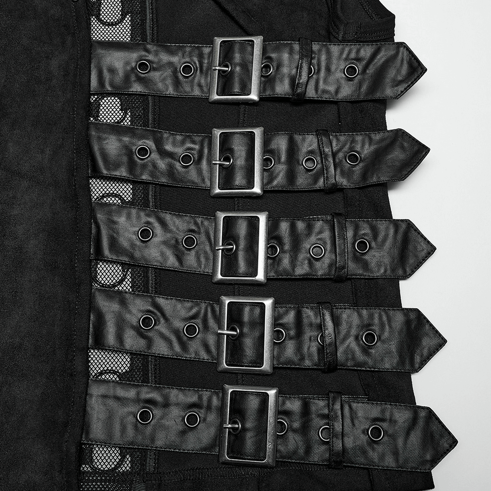 Sleek and Bold Buckled Suede Punk Vest for Men
