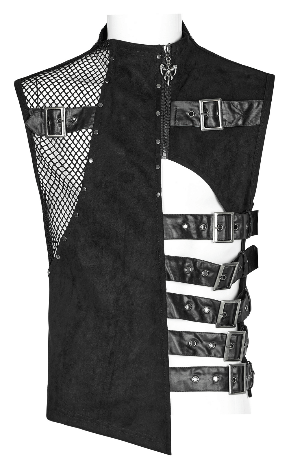 Sleek and Bold Buckled Suede Punk Vest for Men