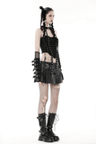 Sleek Black Halter Top Featuring Edgy Lace-Up Design