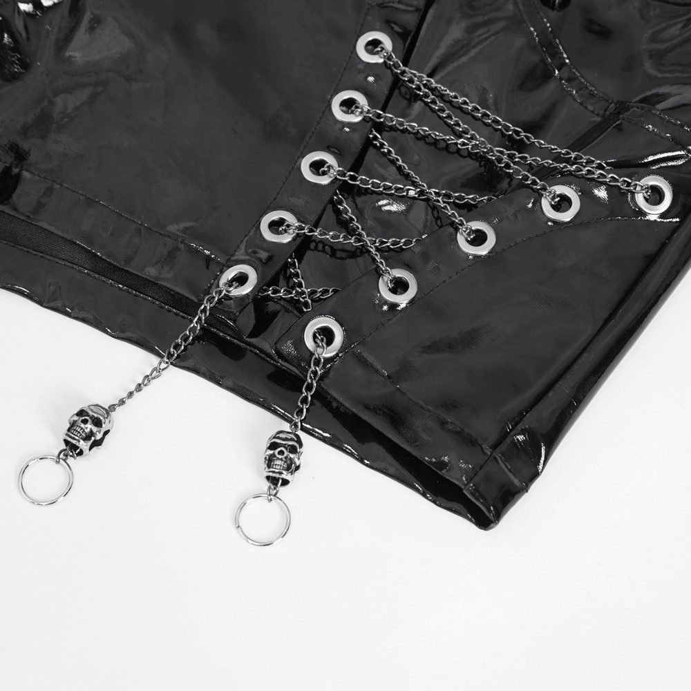 Sleek Black Shorts with Chain Accents - Bold Fashion
