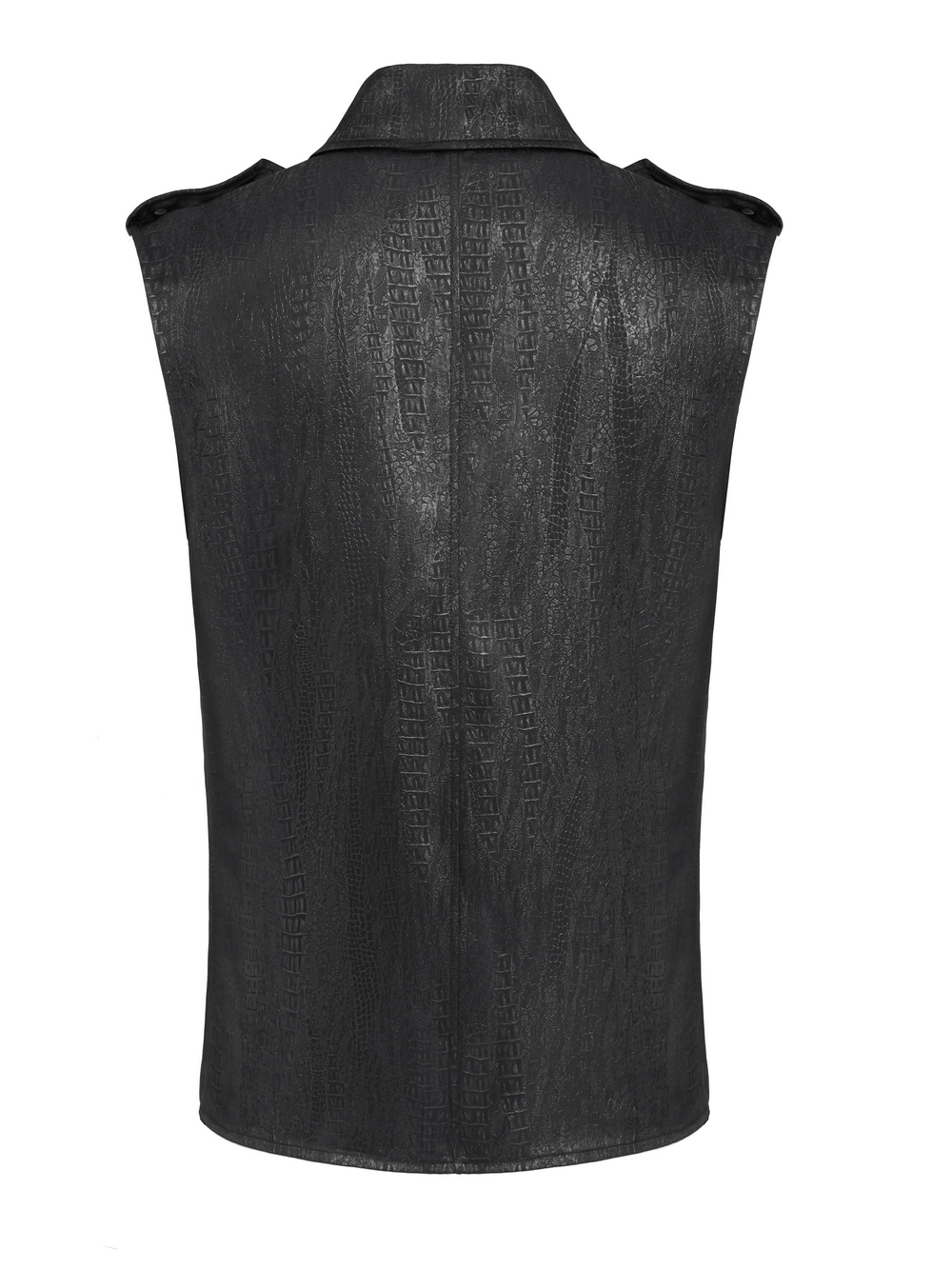 Sleeveless Lace-Up Shirt with Epaulets and Metal Studs