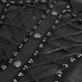 Sleeveless Lace-Up Shirt with Epaulets and Metal Studs