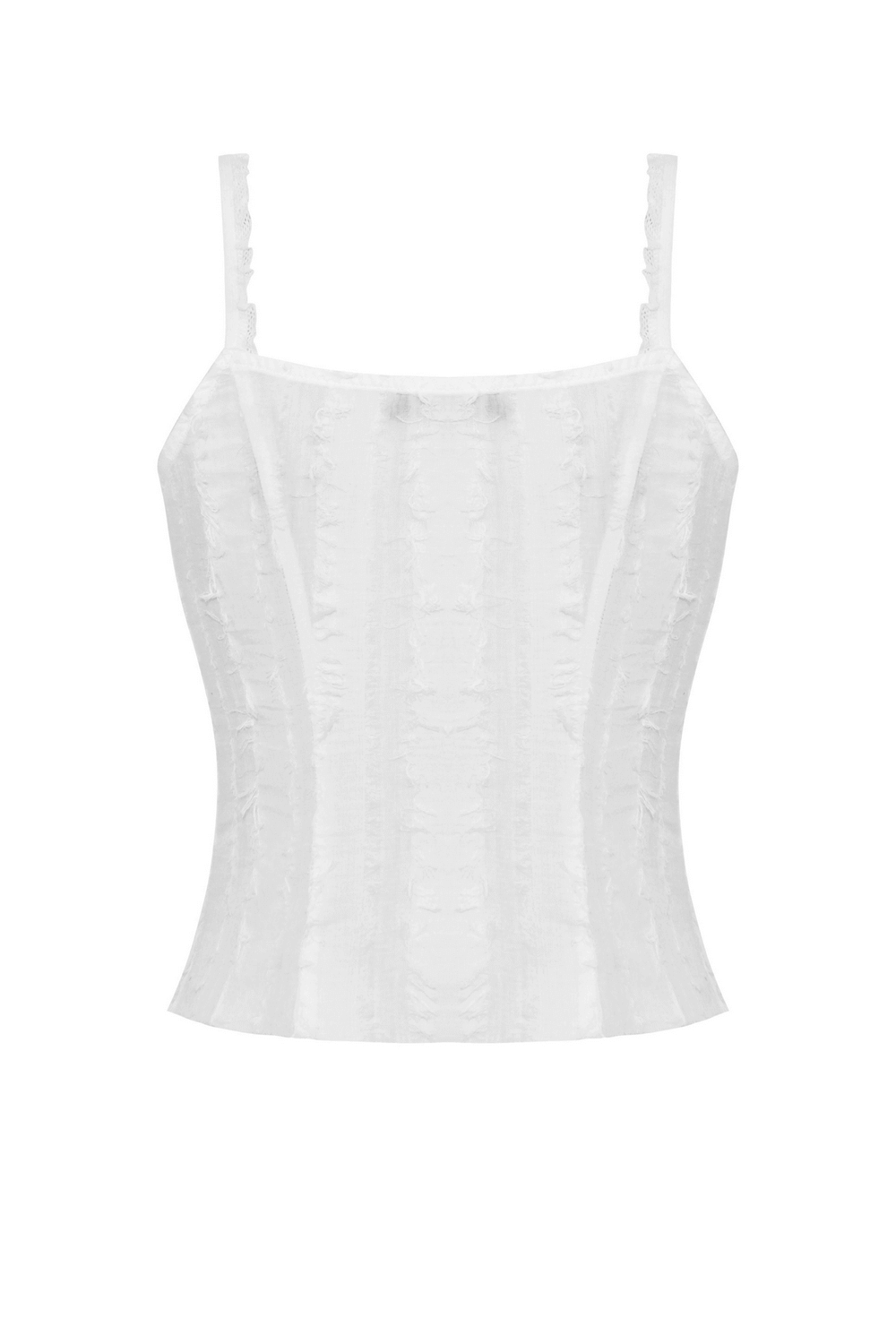 Sleeveless White Crop Top featuring Front Lace-Up Detail