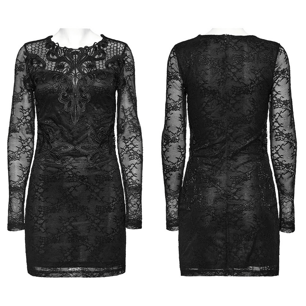 Slim Fit Black Formal Dress with Elegant Long Sleeves