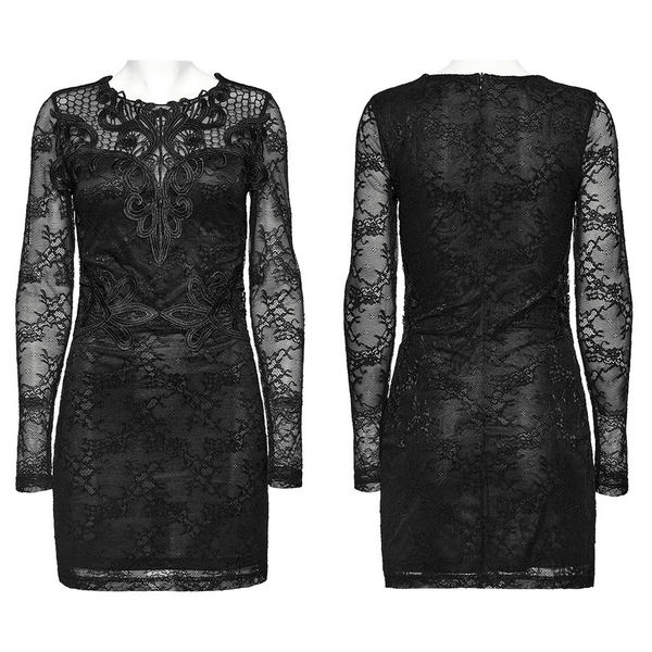 Slim Fit Black Formal Dress with Elegant Long Sleeves