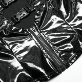 Slim Gothic Patent Leather Vest with Buckles Detail