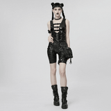 Slim Gothic Patent Leather Vest with Buckles Detail