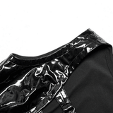 Slim Gothic Patent Leather Vest with Buckles Detail