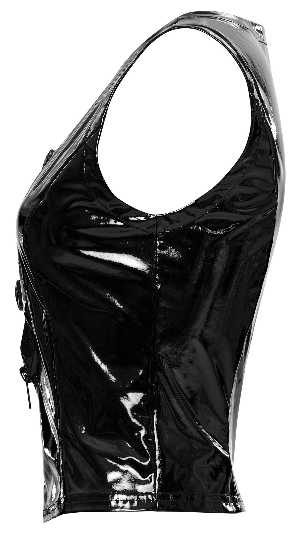 Slim Gothic Patent Leather Vest with Buckles Detail
